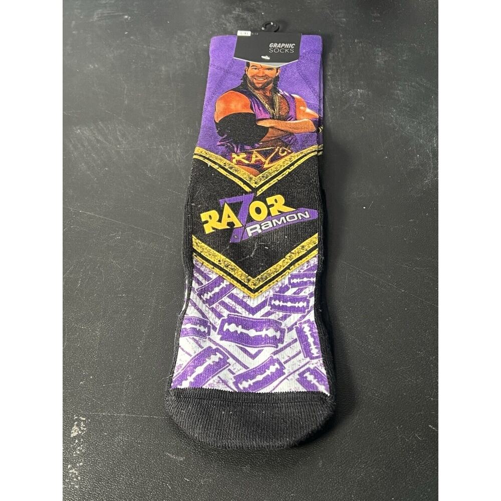 WWE RAZOR RAMON SOCKS L/XL ROCK EM/ODD SOX (WWF, AEW, NWO)